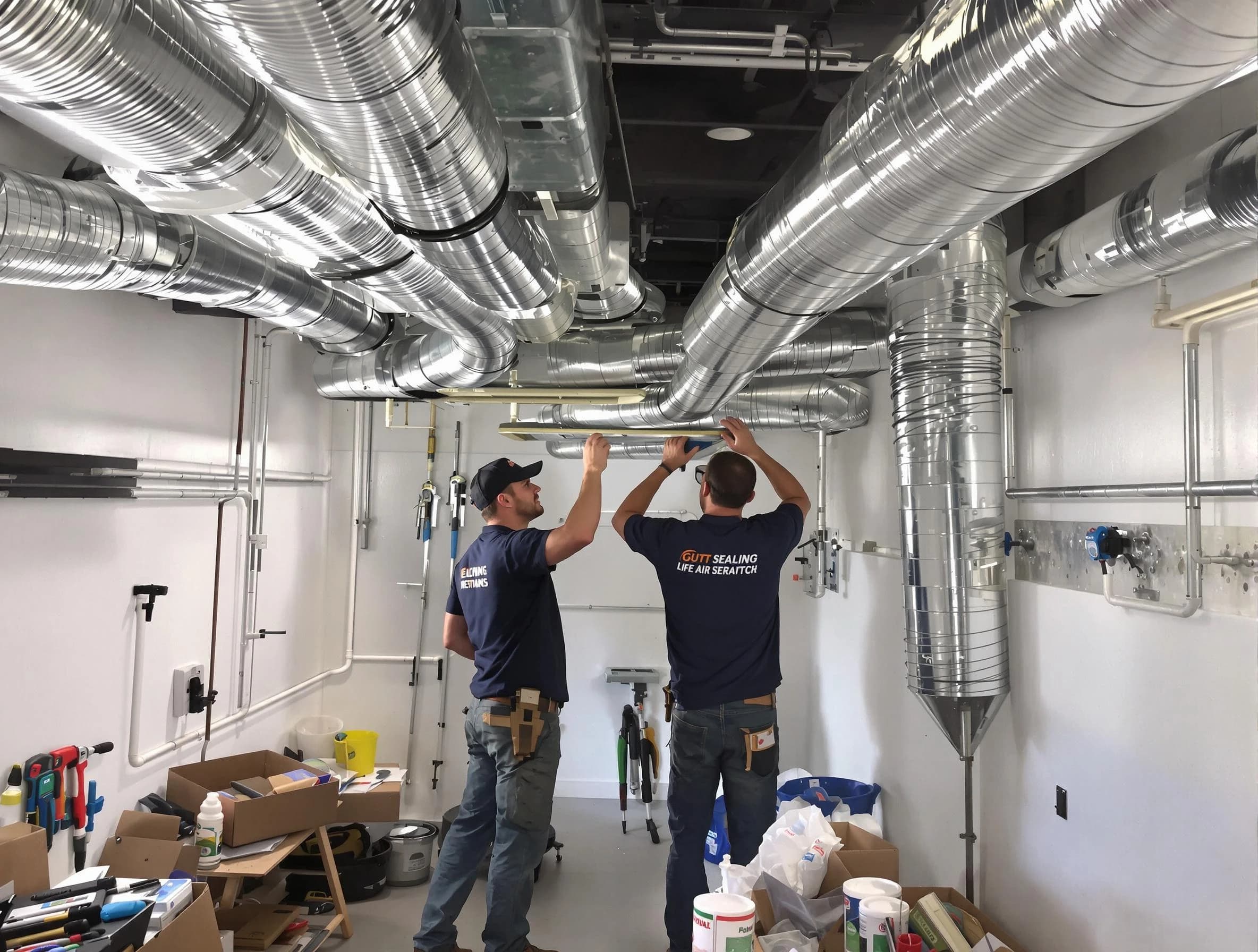 West Bountiful Air Duct Cleaning technician applying professional duct sealing solutions in West Bountiful