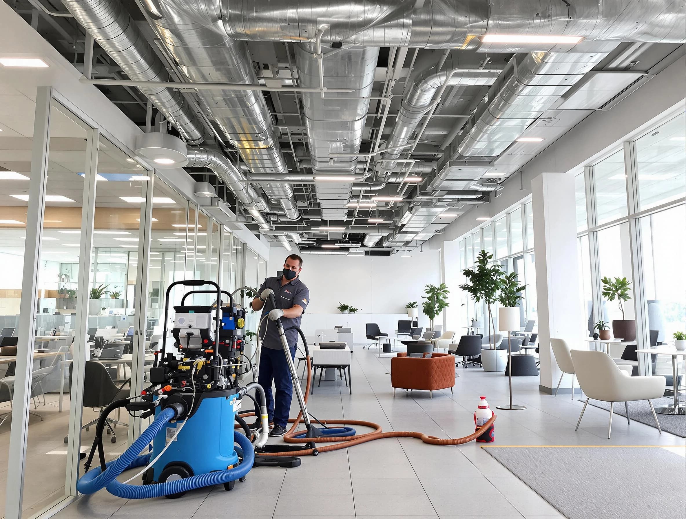 West Bountiful Air Duct Cleaning team conducting comprehensive commercial duct cleaning at a business location in West Bountiful