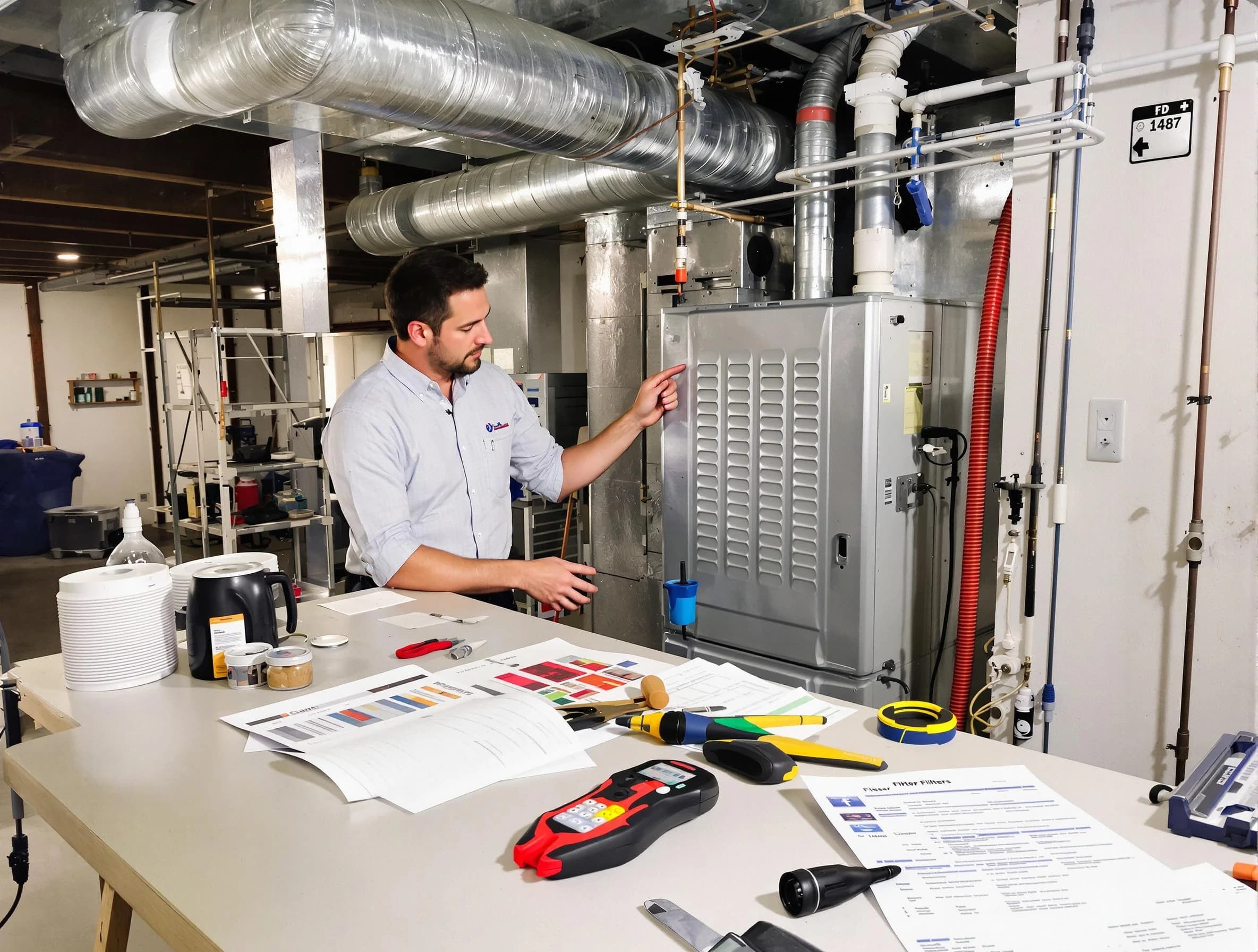 West Bountiful Air Duct Cleaning inspector conducting detailed filter system evaluation using professional diagnostic tools in West Bountiful