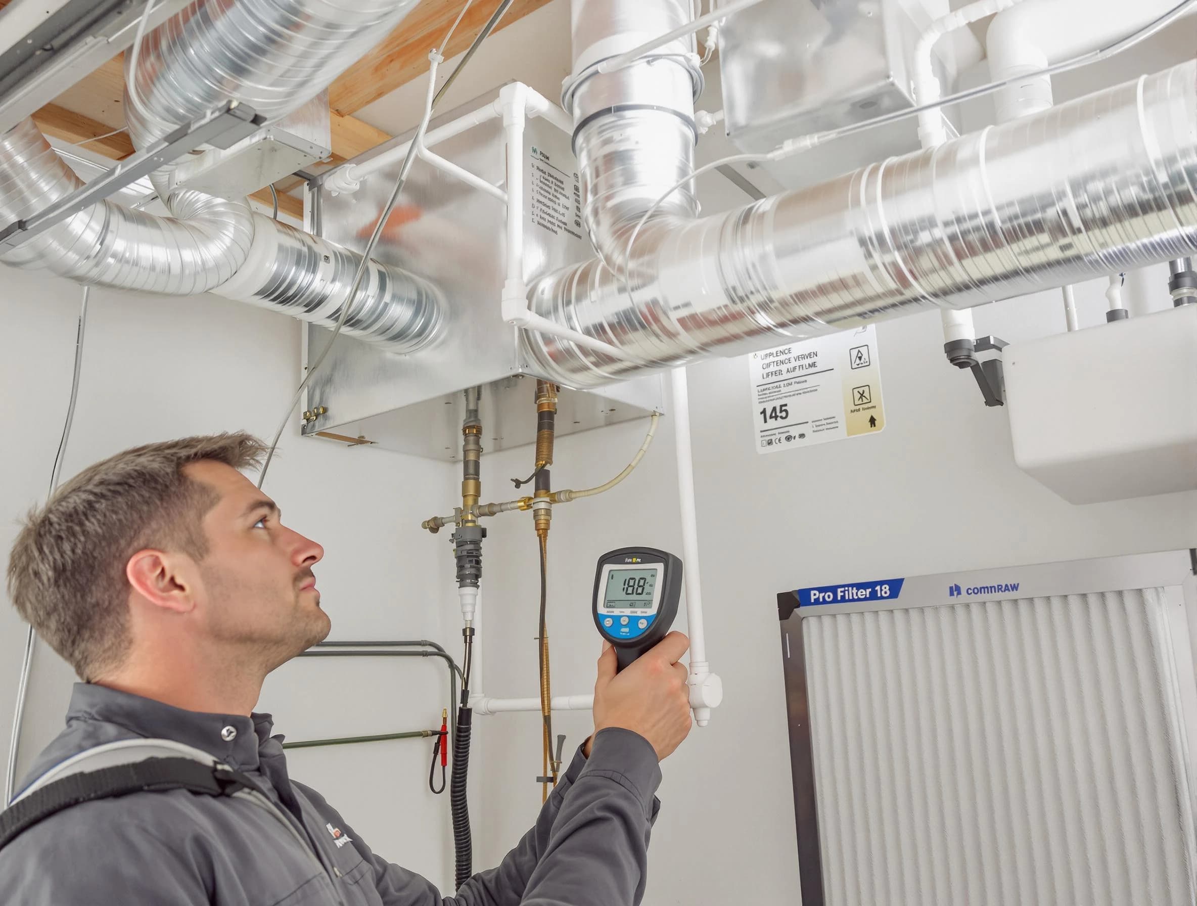 West Bountiful Air Duct Cleaning expert conducting detailed filter system inspection using diagnostic tools in West Bountiful