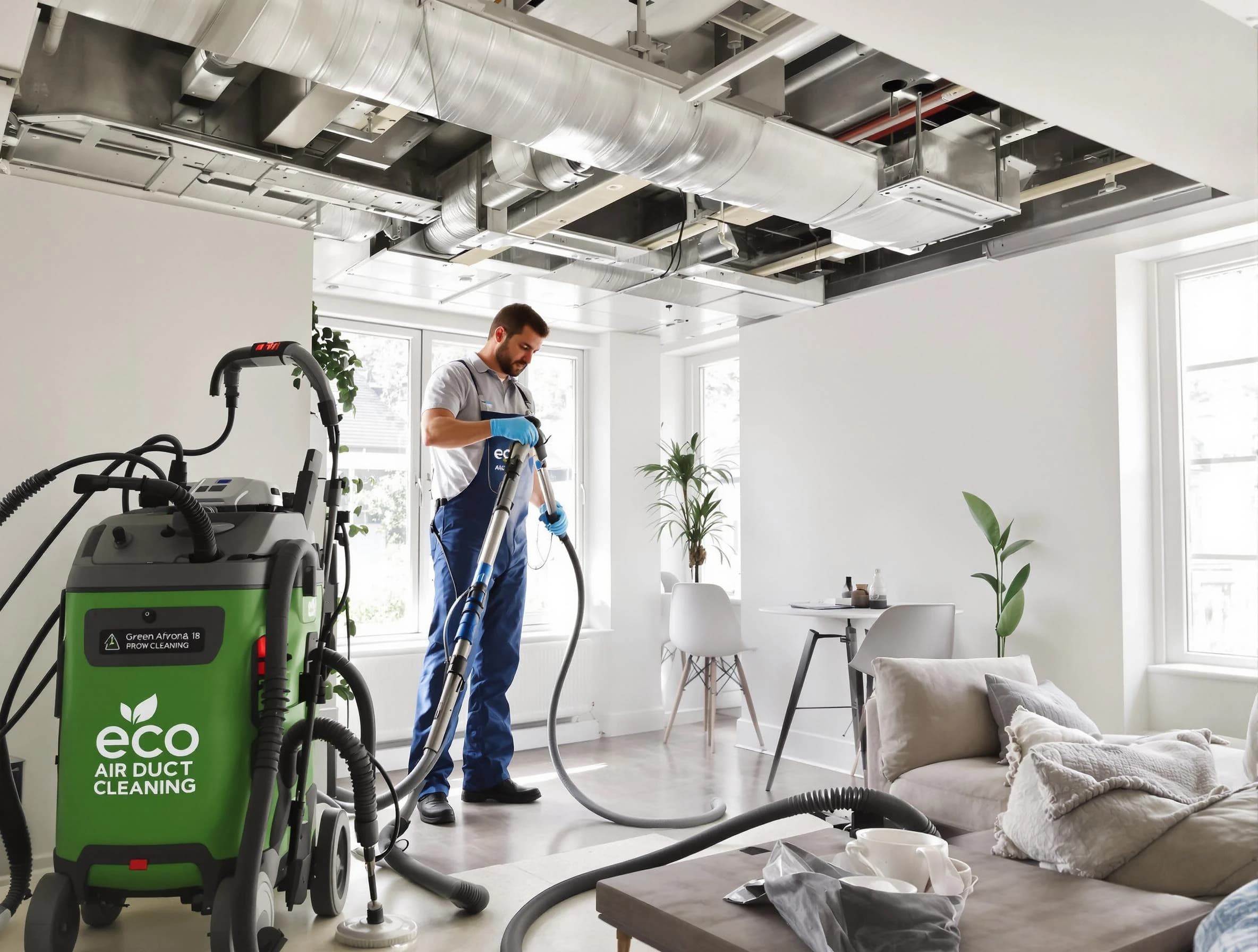 West Bountiful Air Duct Cleaning technician performing eco-friendly duct cleaning using sustainable methods in West Bountiful