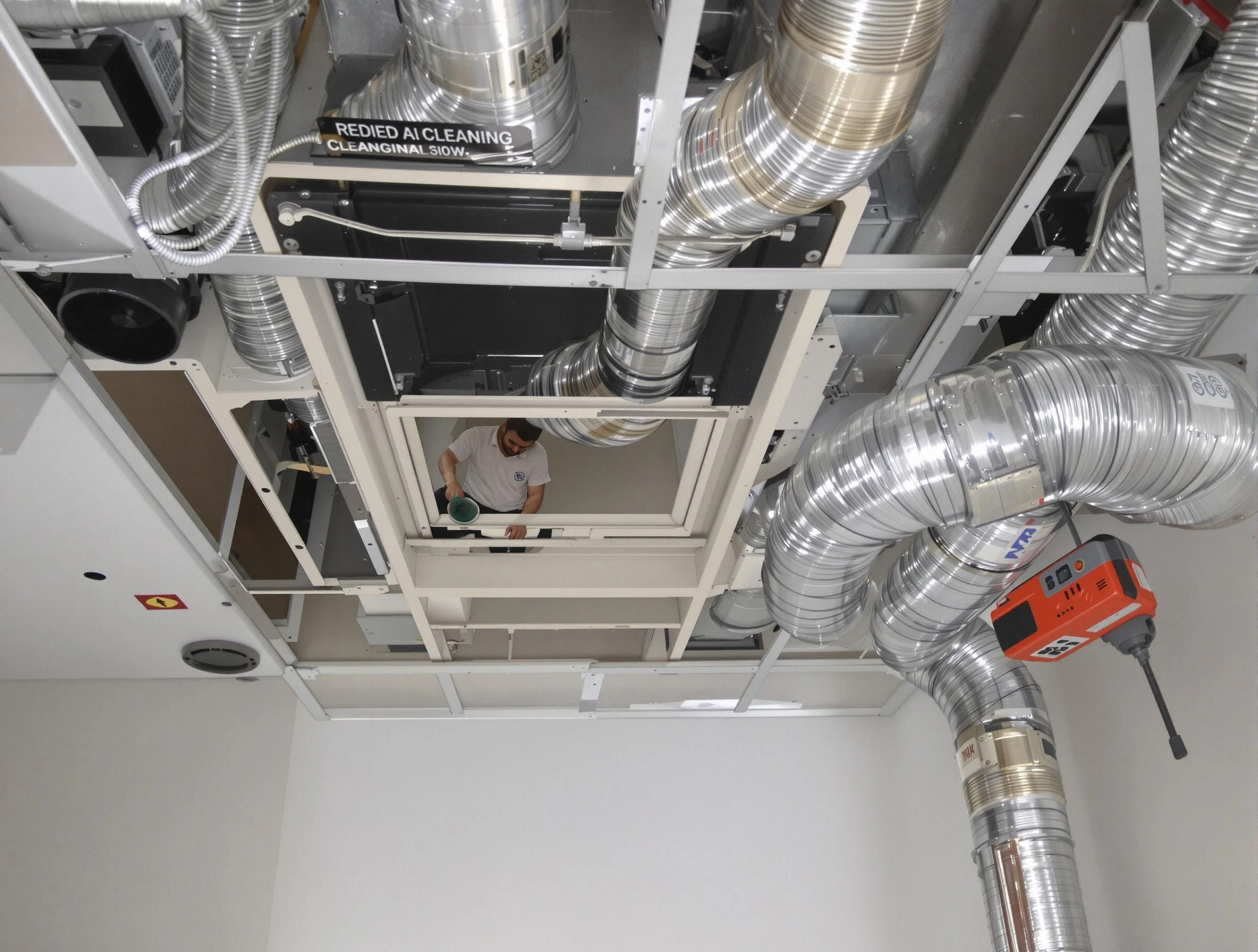 West Bountiful Air Duct Cleaning technician performing detailed central duct system cleaning in West Bountiful