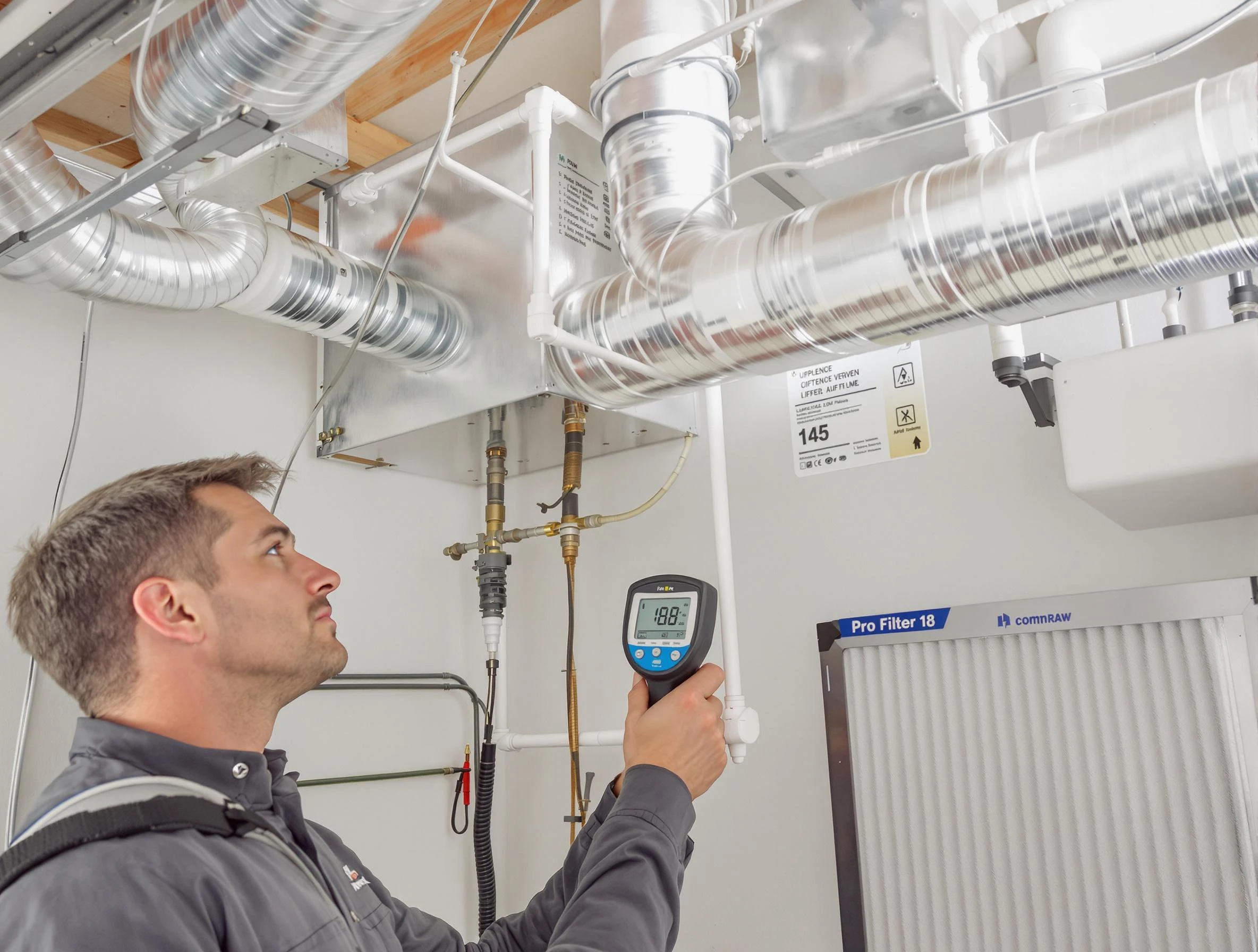 West Bountiful Air Duct Cleaning expert conducting detailed filter system inspection using diagnostic tools in West Bountiful